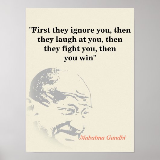 Mahatma Gandhi Quote over het winnen Poster (Voorkant)