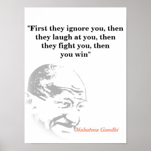 Mahatma Gandhi Quote over het winnen Poster