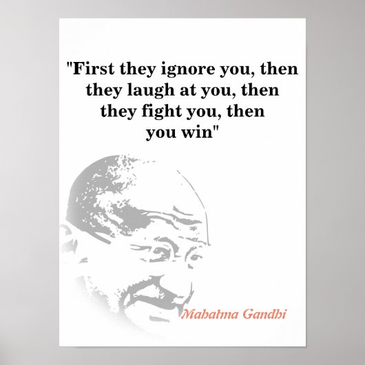 Mahatma Gandhi Quote over het winnen Poster (Voorkant)