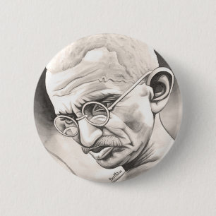 Mahatma Gandhi Ronde Button 5,7 Cm
