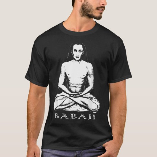 Mahavatar Babaji Guru Opgekropen Meester Meditatie T-shirt (Voorkant)