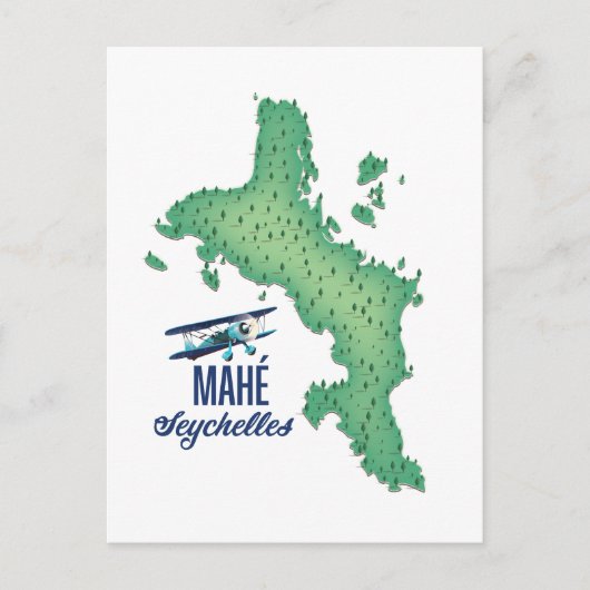 Mahé,  kaart van de Seychellen (Voorkant)