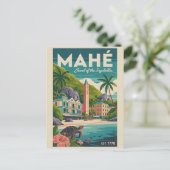 Mahé Seychellen Retro Reisposter Kunst Briefkaart (Staand voorkant)