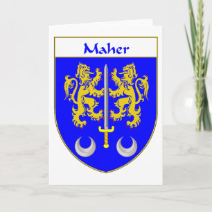 Maher Coat of Arms/Family Crest Feestdagen Kaart
