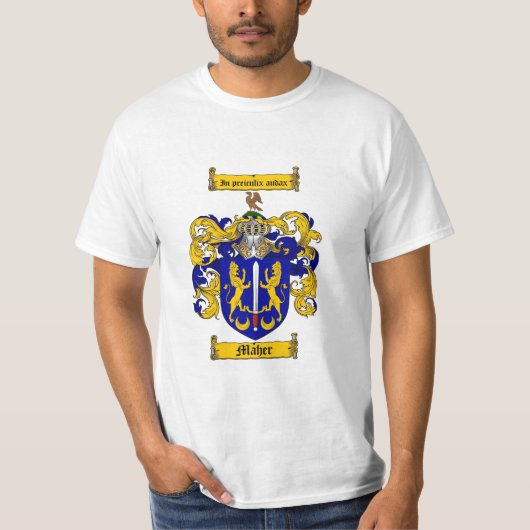Maher Family Crest - Maher Coat of Arms T-shirt (Voorkant)