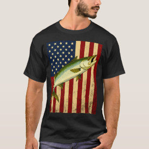 Mahi Mahi Amerikaanse Vlag Vis Badge Ontwerp T-shirt