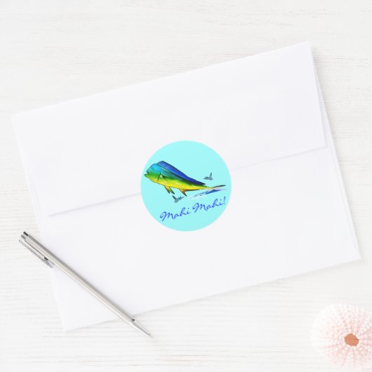 Mahi Mahi Ronde Sticker (Envelop)