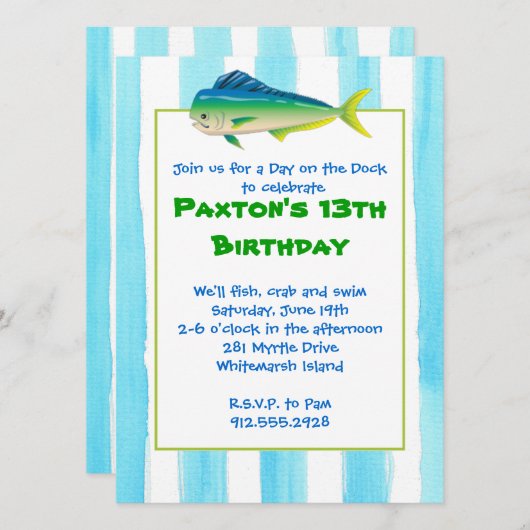 Mahi Mahi Vist uitnodiging (Voorkant / Achterkant)