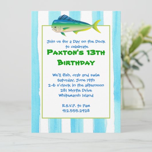 Mahi Mahi Vist uitnodiging (Staand voorkant)