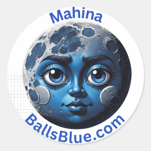 Mahina (Moon) Sticker – BallsBlue Collectie (Voorkant)
