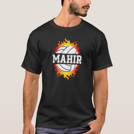 Mahir Name Volleyball Player boys ball and Net Spo T-shirt (Voorkant)