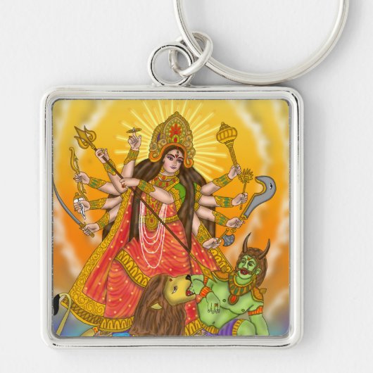 Mahishasur Mardini Durga Sleutelhanger (Voorkant)