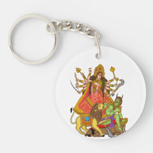 Mahishasur Mardini Durga Sleutelhanger (Voorkant)