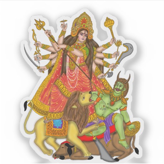 Mahishasur Mardini Durga Stickers (Voorkant)