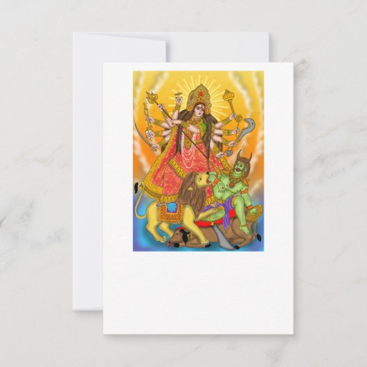Mahishasur Mardini Durga Wenskaart Bedankkaart (Voorkant)