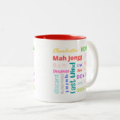 Mahj cup met rood tweekleurige koffiemok (Voorkant rechts)