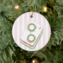 Mahj-y Kerstkrans Mahjong Keramisch Ornament