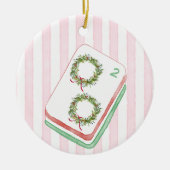 Mahj-y Kerstkrans Mahjong Keramisch Ornament (Voorkant)