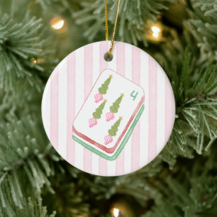 Mahj-y Kerstmis Mahjong Speler Keramisch Ornament