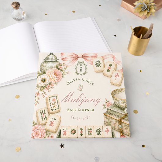 Mahjong baby shower gastenboek (Voorkant open)