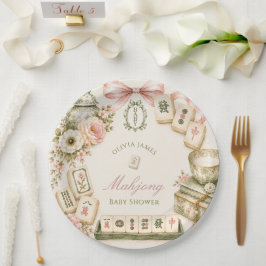 Mahjong baby shower papieren bordje