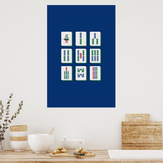 Mahjong Bamboe Tegels Kunstprint Poster (Keuken)