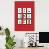 Mahjong Bamboe Tegels Kunstprint Poster (Thuiskantoor)
