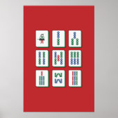 Mahjong Bamboe Tegels Kunstprint Poster (Voorkant)