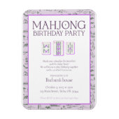 Mahjong Birthday Party Invitation, purple toile Magneet (Verticaal)