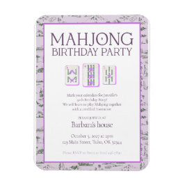 Mahjong Birthday Party Invitation, purple toile Magneet