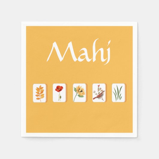 Mahjong Bloem Tegels Servet (Voorkant)