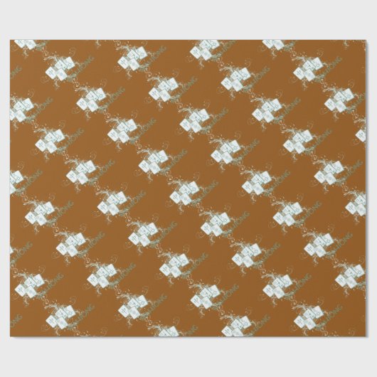 mahjong blue cadeaupapier (Vlak)