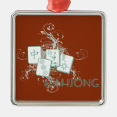 mahjong blue metalen ornament (Voorkant)
