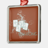 mahjong blue metalen ornament (Links)