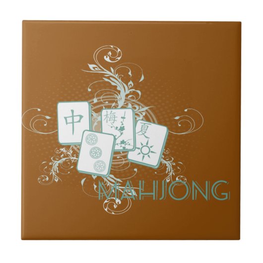 mahjong blue tegeltje (Voorkant)