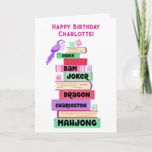 Mahjong Boek Stapel Vouwbare Wenskaart Kaart