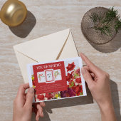 Mahjong Bold Rijke Rode Bloemen Uitnodiging