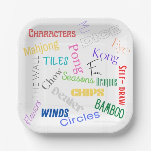 Mahjong Borden 7 inch Papieren Bordje (Voorkant)