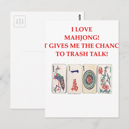 MAHJONG BRIEFKAART (Voorkant / Achterkant)