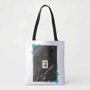 Mahjong Canvas tas met Blue Floral Accent