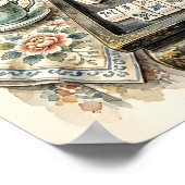 Mahjong Chic Chinoiserie Waterverfposter Poster (Hoek)