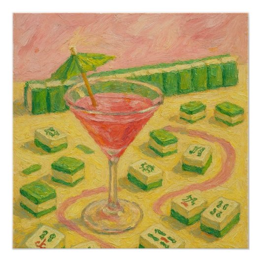 Mahjong Chic Schilderij Cocktail Perfect Poster (Voorkant)