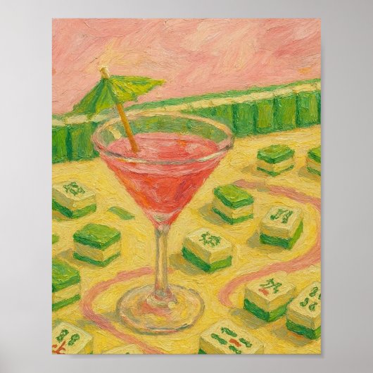 Mahjong Chic Schilderij Cocktail Poster (Voorkant)