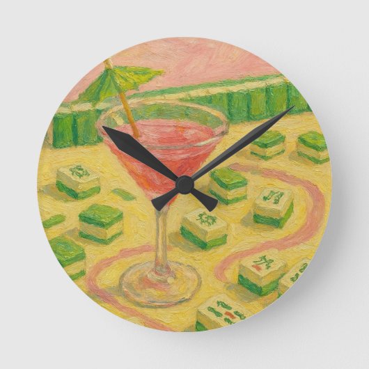 Mahjong Chic Schildering Cocktail Ronde Klok (Voorkant)
