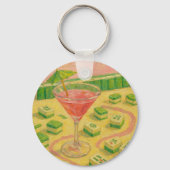 Mahjong Chic Schildering Cocktail  Sleutelhanger (Voorkant)