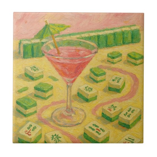 Mahjong Chic Schildering Cocktail Tegeltje (Voorkant)