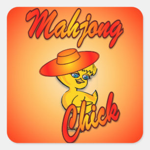 Mahjong Chick #5 Vierkante Sticker