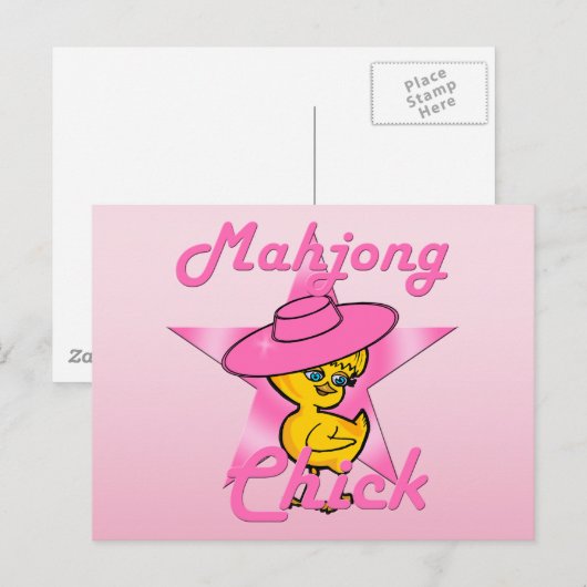 Mahjong Chick #8 Briefkaart (Voorkant / Achterkant)