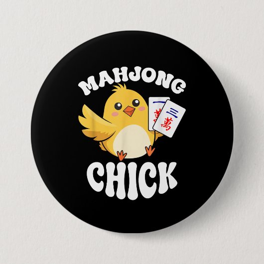 Mahjong Chick Chinese bord Speler Ronde Button 7,6 Cm (Voorkant)