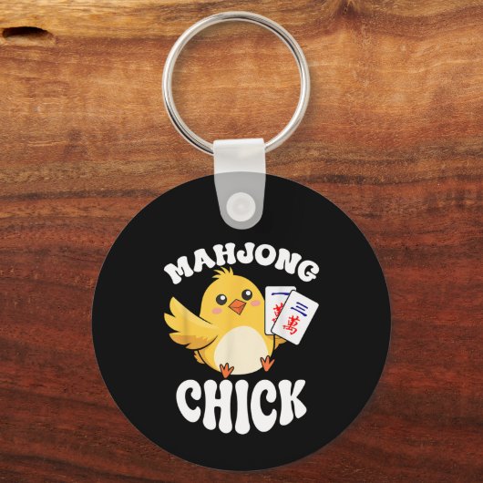 Mahjong Chick Chinese bord Speler Sleutelhanger (Voorkant)